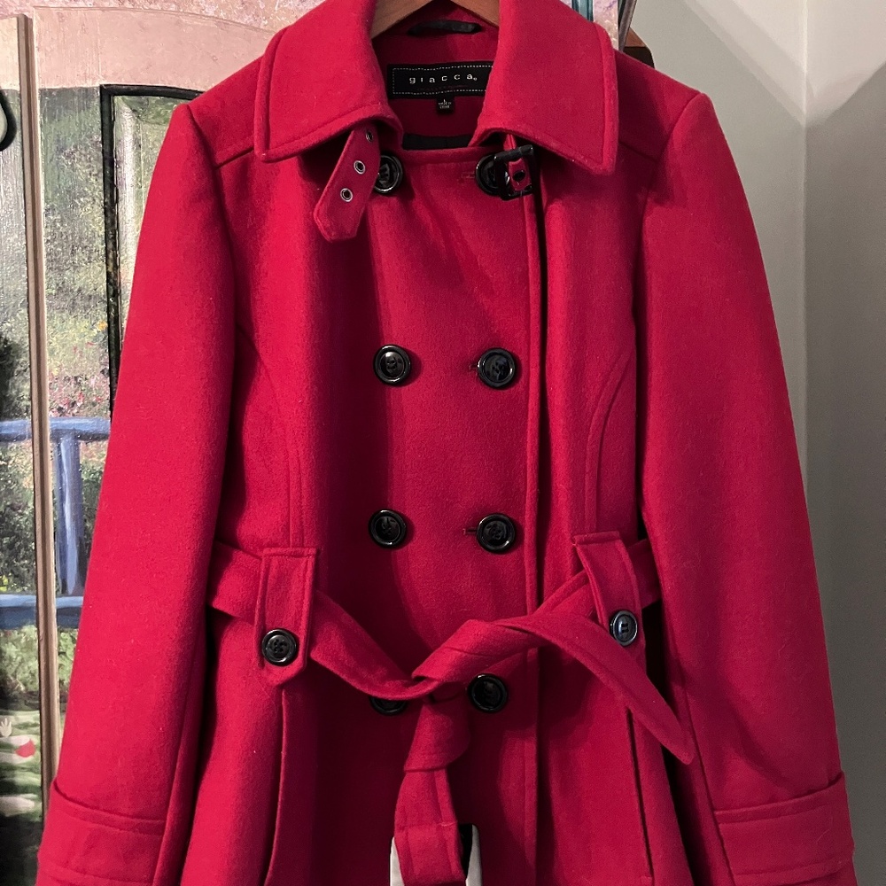 Fire Red Pea Coat